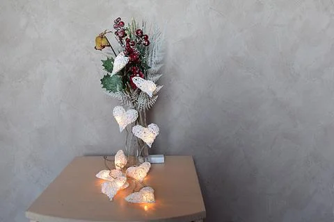Decorative lamp on the bedside table. Stock Photos
