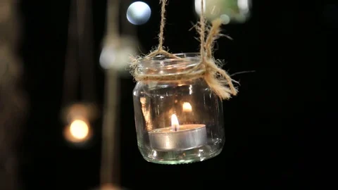 Decorative lamp with a candle. Stock Footage 98393448