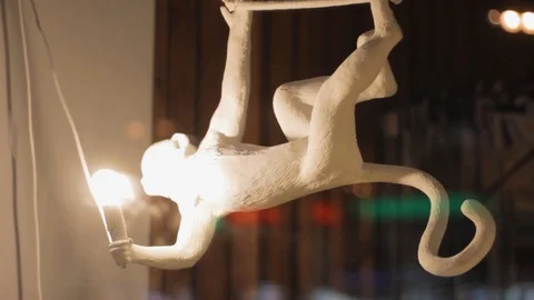 Decorative lamp in the form of a monkey. year of the monkey . lantern equipment 스톡 동영상 120575254