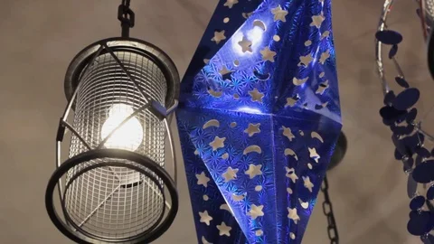 Decorative lamp .the shape of a star.fabulous interior 스톡 동영상 120931049