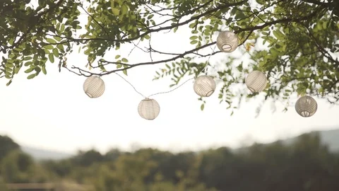 Decorative lamps outside Stock Footage 94475686