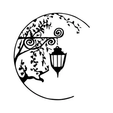 Decorative lantern, can be used as logo for cafe, restaurant, retro club. Stock Illustration