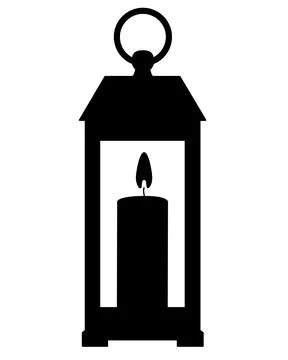 Decorative lantern with a candle inside - vector silhouette picture for logo Stock Illustration