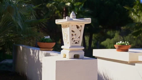 Decorative lantern in the courtyard of a villa in the Maldives Stock Footage 280693469
