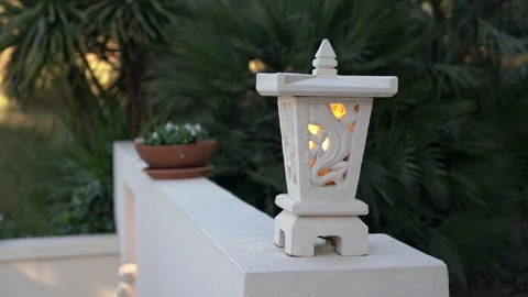 Decorative lantern in the courtyard of a villa in the Maldives Stock Footage 280693486
