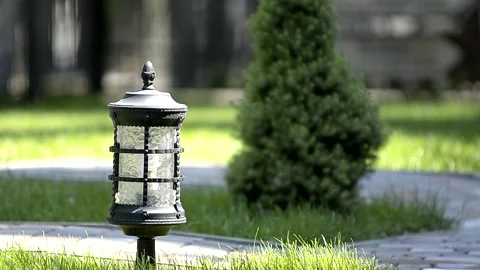 Decorative lantern in the park Stock Footage 221274587