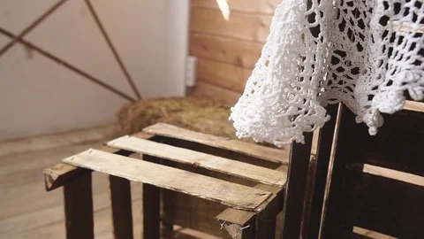 Decorative Lantern Puts a Hand on Box Retro Stock Footage 73982519