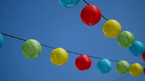 Decorative lanterns in the streets of Katowice Stock Footage 138923733