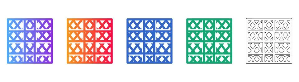 Decorative Lattice Pattern Vector Icons 스톡 일러스트