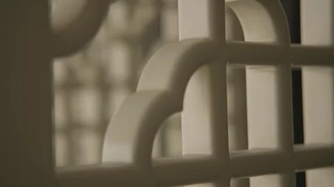 Decorative Latticework in Beijing Restaurant Interior, Soft Focus Architectural Stock Footage 345764099