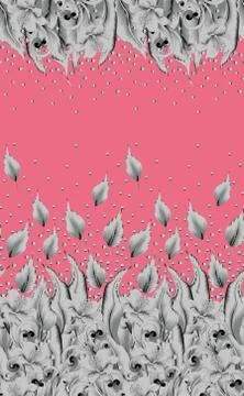 Decorative leaf design with red background Stock Illustration