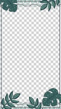 Decorative leaf frame is featuring mosaic-style green leaves in flat design, Stock Illustration