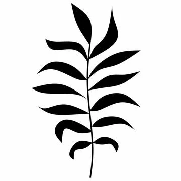 Decorative leaf silhouette. Simple stencil. on a white background, Setok vector  Illustrazione stock