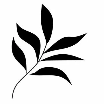 Decorative leaf silhouette. Simple stencil. on a white background, Setok vector Illustrazione stock