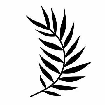 Decorative leaf silhouette. Simple stencil. on a white background, Setok vector Stock Illustration