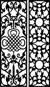 Decorative leaves and flowers vector CNC Laser Cut Panel Stock Illustration