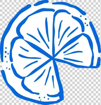 Decorative Lemon circle Sliced Outline Whimsical Hand Drawn Stock Illustration