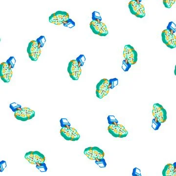 Decorative lemon isometric icon seamless pattern Illustrazione stock