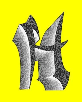 Decorative letter with coarse surface on yellow background. Stock Illustration
