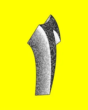 Decorative letter with coarse surface on yellow background. Illustrazione stock