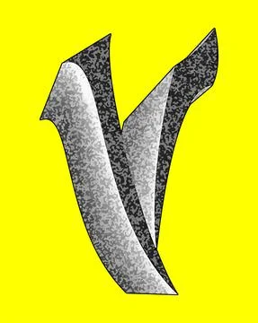 Decorative letter with coarse surface on yellow background. Stock Illustration