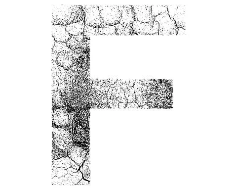 Decorative letter with cracked surface texture isolated on white background. Stock Illustration