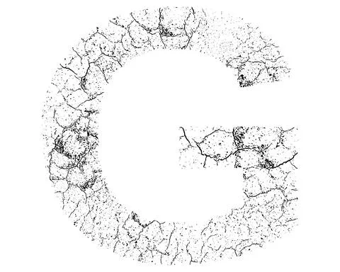 Decorative letter with cracked surface texture isolated on white background. Stock Illustration