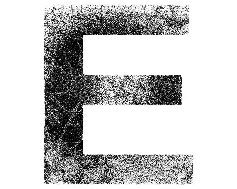 Decorative letter with cracked surface texture isolated on white background. Stock Illustration