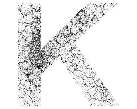 Decorative letter with cracked surface texture isolated on white background. Stock Illustration