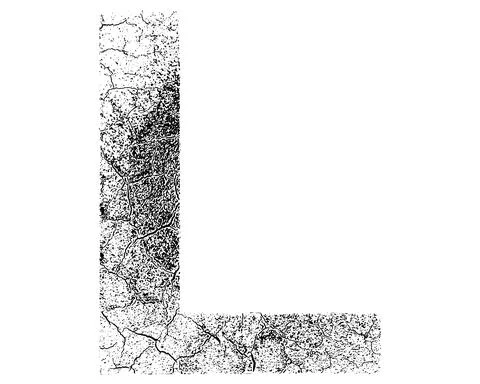 Decorative letter with cracked surface texture isolated on white background. Stock Illustration