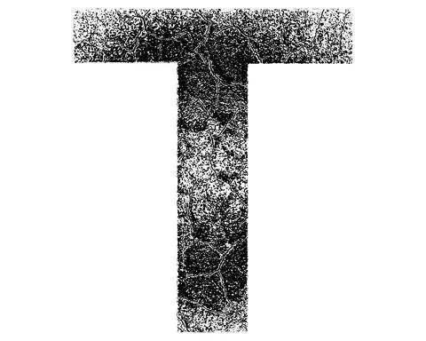 Decorative letter with cracked surface texture isolated on white background. Stock Illustration