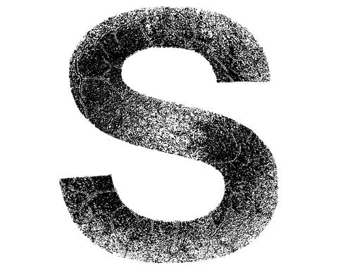 Decorative letter with cracked surface texture isolated on white background. Stock Illustration