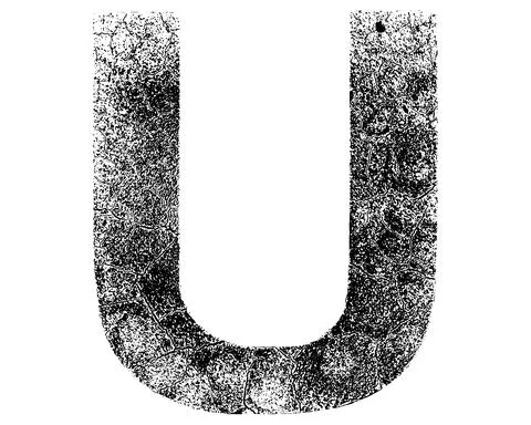 Decorative letter with cracked surface texture isolated on white background. Stock Illustration
