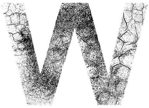 Decorative letter with cracked surface texture isolated on white background. Stock Illustration