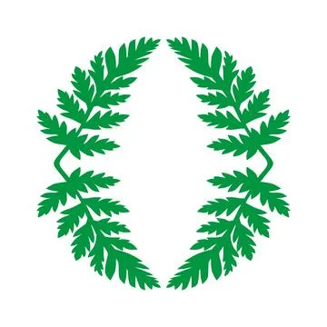 Decorative letter O made of complex feathery leaves Stock Illustration