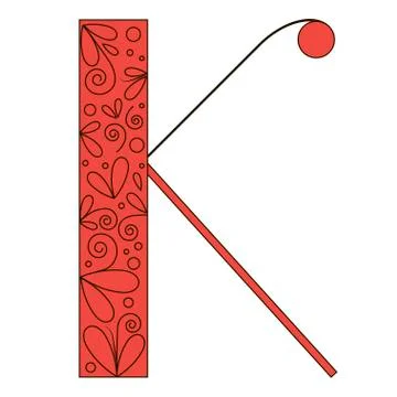 Decorative letter shape. Font type K Stock Illustration