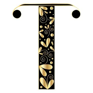 Decorative letter shape. Font type T Stock Illustration