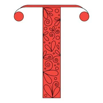 Decorative letter shape. Font type T Stock Illustration