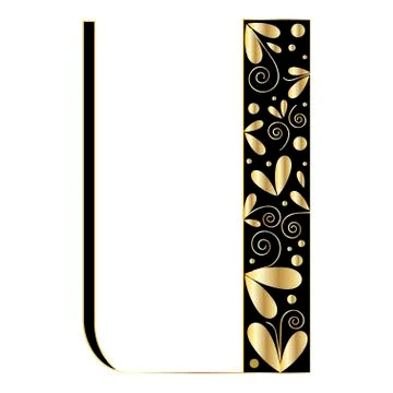 Decorative letter shape. Font type U Stock Illustration