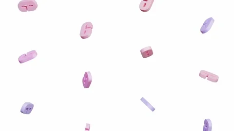 Decorative letters pattern floating on white background Stock Footage 143350986