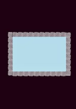 Decorative light blue rectangular frame with grid border on dark backgro Stock Illustration