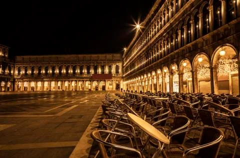 Decorative lights in St Mark's Square, Venice Stock Photos
