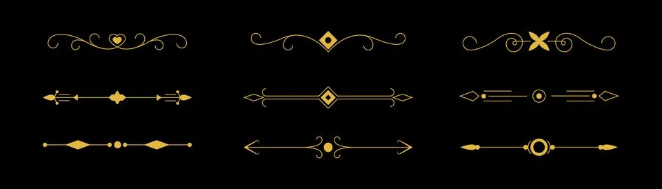Decorative line borders, elegant design elements. Vector set of ornate patt.. Stockillustratie