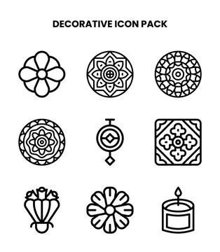 Decorative Line Bundle Icons Pack Stock Illustration