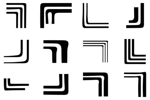 Decorative line corner border icon set Stock Illustration