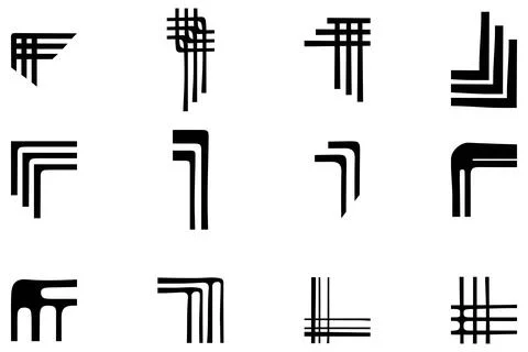 Decorative line corner border icon set Stock Illustration