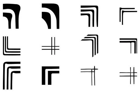 Decorative line corner border icon set Stock Illustration