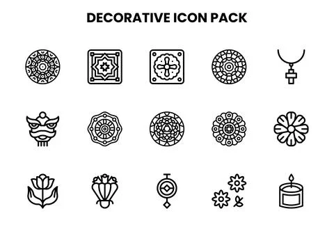 Decorative Line Graphics Icons Pack Stock Illustration