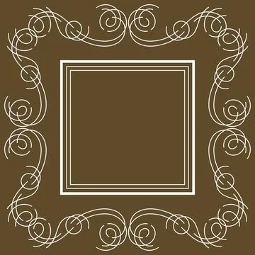 Decorative linear frame. Vintage swirl filigree background. Stock Illustration