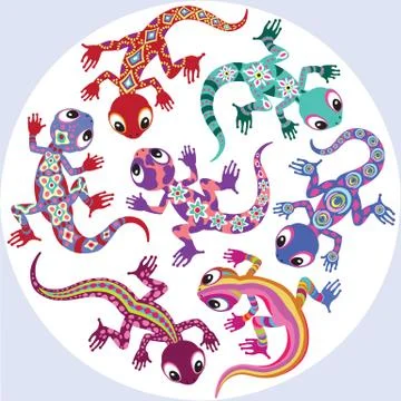Decorative lizards Stock Illustration